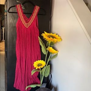 Deep red flowy boho Greek dress